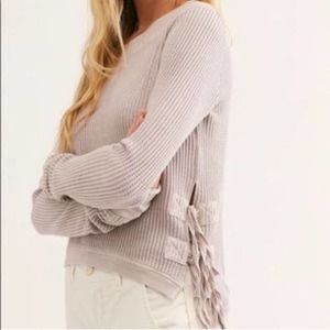 Free People One Waffle Knit Cropped Pullover Sweater Size Large